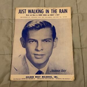Just Walking In The Rain 1953 Sheet Music Piano Vintage Johnnie Ray Halmy